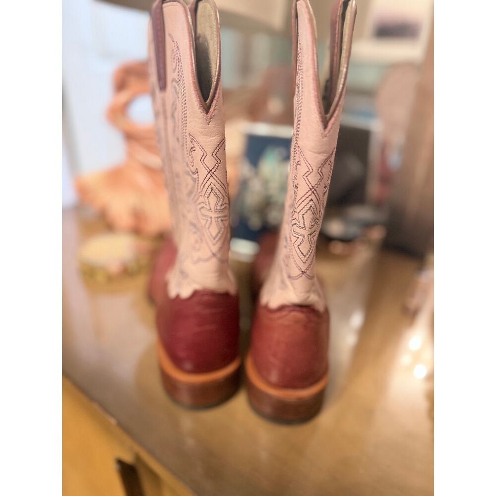 Double H Women’s Western Cowboy Boots Two Tone Brown Cream 8.5 - Picture 3 of 11